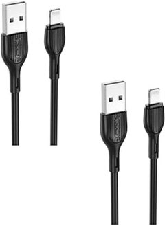 Buy XO NB200 Quick Lightning Charger Cable With 2.1A Max Output 1M Set Of 2 Pieces - Black in Egypt