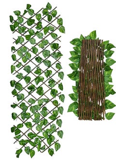 Buy Artificial Wooden Privacy Fence Screen Leaf Faux Ivy Expandable Stretchable Extended Telescopic Decoration For Balcony Patio Garden Outdoor Decorative Fencing Panel Wall Decor in UAE