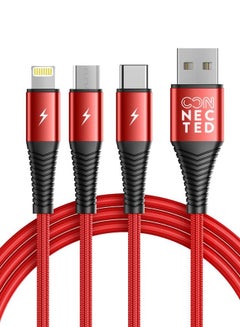 Buy Connected Thicky 3-in-1 Charging Cable USB-A To Lightning ,USB-C, Micro USB - 1.2m in UAE