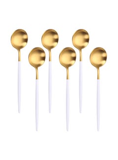 Buy 6-Piece Spoon Set White / Gold 16.5x26x3.5centimeter in Saudi Arabia