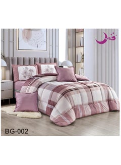 Buy Comforter set, comfortable and soft, royal bedspread, 6 pieces, double-sided, one side berber and one side plain in Saudi Arabia