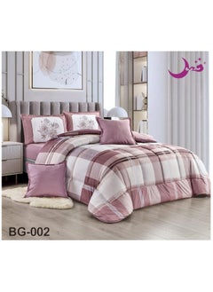 Buy Comforter set, comfortable and soft, royal bedspread, 6 pieces, double-sided, one side berber and one side plain in Saudi Arabia