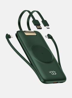 اشتري Large Capacity Portable Fast Charger Power Bank With Led Display Built in Cable 10000mah Green في الامارات
