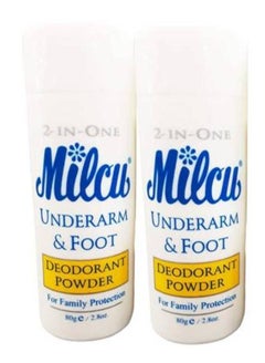 Buy 2 Pieces Milcu Underarm & Foot Deodorant Powder 80g in UAE