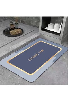 Buy LESTER Anti-Slip Super Absorbent Bathroom Mat, Quick Drying Bathroom Carpet, Non-slip Entrance Doormat, Diatom leather Floor Mats, Home Decor Set Bathroom Mat rectangle shape Blue 50x80cm in Egypt