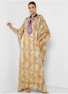 اشتري Printed V-Neck Kaftan With Inner في السعودية