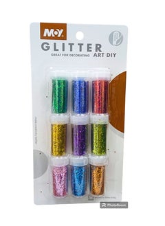 Buy Glitter Kit (9 Color Glitter With White glue 6ml) For Decorating Art Diy - Multi Color in UAE