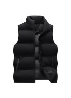 اشتري 2024 Mens Padded Vest Winter Cotton Large Collar JacketBlack Black في الامارات