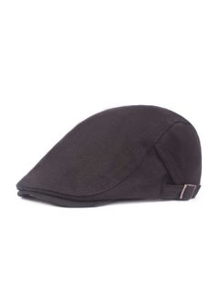 اشتري Woolen Cap Beret Literary Retro Adjustment Button Black في الامارات