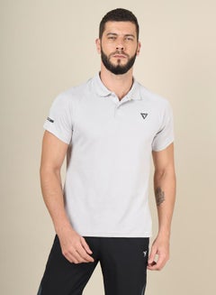 Buy Logo Print Slim Fit Polo with Short Sleeves in Saudi Arabia