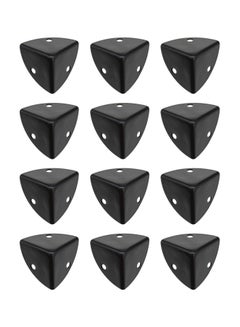 اشتري 12pcs Black Corner Brace Decorative Protectors Wrap Angle Edge Guard Cover Brackets 25mm for  Metal Shelf Edge Protector Box Corner Protectors Decorative Angle Corner Guards في السعودية