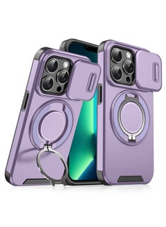 Buy GOLDEN MASK For iPhone 13 Pro Max Sliding Camshield Ring Holder Phone Case (Purple) in Egypt