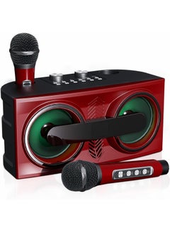 Buy Karaoke Machine, Portable Bluetooth PA Speaker System With Colorful LED Lights And 2 Wireless Microphones in UAE