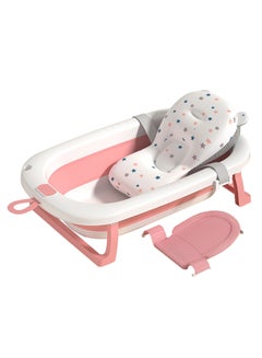 Buy Portable Baby Bathtub with Temperature-Sensing Thermometer & Bathmat Cushion: Non-Slip Foldable Bath Tub, Infant Shower Basin, Newborn Toddler Bathing Support | Bath Organizers, for 0-2 Years in UAE