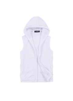 Buy Sleeveless Hooded Sports Vest Men Spring Autumn CasualWhite White in UAE