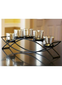 Buy METAL,CANDLE HOLDER,5-GLASS,BLACK,METAL-136718 in Saudi Arabia