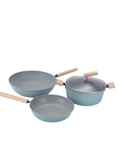 اشتري 3 Pieces Non-Stick Cooking Pan Frying Pan Gift Pot Set في الامارات