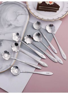 اشتري 8-Piece Stainless Steel Creative Flower Coffee Stirring Spoon Set في الامارات