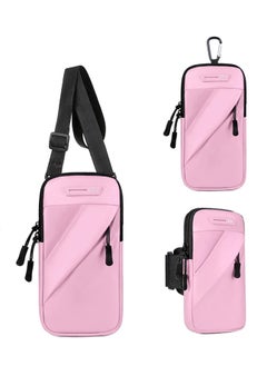 Buy New Arm Band for Phone for Running, Cell Phone Pouch with Adjustable Elastic Band, Waterproof Armband Cell Phone Holder for Running, Walking, Hiking, Biking (pink) in UAE