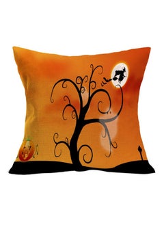 Buy Halloween Tree Decorative Pillow Cushion Cover Linen Yellow/Black 45 x 45centimeter in UAE