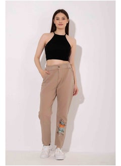 اشتري Kava Women Jeans Pants Cotton Denim Printed Beige Color في مصر