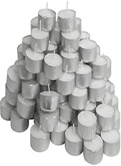 Buy Candles in metal containers, 100 candles, small, white and not scented in Egypt