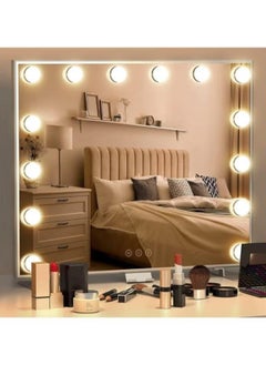 Buy Vanity Mirror with Lights,24 inch×20 inch Vanity Lighted Mirror with Smart Touch Control Dimmer Bulbs, 3 Color Lights Modes,HD Mirror, Smart Touch Control, with USB Charging Port in Saudi Arabia