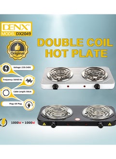 Buy DX2049 - Double coil hot plate , Hot Plate, 2000W Electric Double Burner Portable Coil Heating Hot Plate Stove, 220V Lightweight Stainless Steel Countertop Stove for Kitchen Dorm Camping in Saudi Arabia