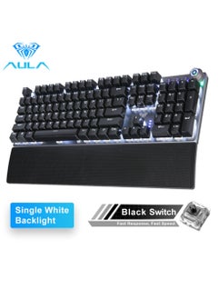 Buy Mechanical Gaming Keyboard NKRO with Wrist Rest White Backlit Volume/Lighting Control Knob Fully Programmable 108-Keys Anti-Ghosting Wired Computer Keyboards for Office/Games, Black Switch in Saudi Arabia