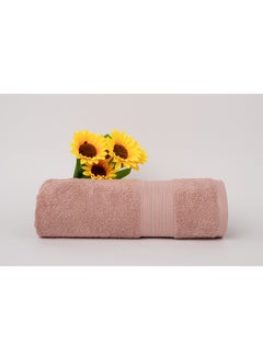 Buy Towel Infinity 500 Gsm 100% Cotton Terry Fancy Border 1 Hand  50X90 CmSoft Touch Extra Absorbent-Peach in Saudi Arabia