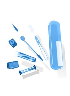 Buy Braces Cleaning Kit for Orthodontic, 8 Pcs Portable Orthodontic Oral Care Kit for Braces, Interdental Brush Dental Wax Dental Floss Toothbrush Box, Oral Care Dental Travel Kit (Blue) in UAE