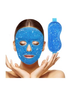 Buy 2-Piece Gel Beads Face Eye Masks Kit Hot Cold Cooling Ice Heat Facial Pack Therapy in UAE