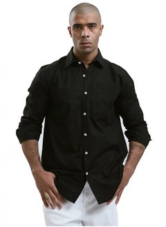 اشتري Regular Fit Black Shirt with Full Buttons في مصر