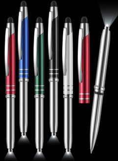 Buy Stylus Pen for Touchscreen Devices, 5 Pcs Multi-Function Capacitive Pen With LED Flashlight, Ballpoint Pen 1.0 mm Black Ink Metal Pen Stylus Pen for Touch Screens, 3 In 1 Stylus Ballpoint Pen in UAE
