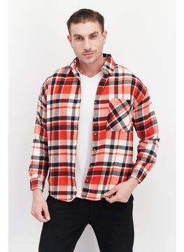 اشتري Men Regular Fit Plaid Casual Shirts, Red Combo في السعودية