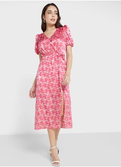 Buy Floral Print Puff Sleeve Dress in UAE