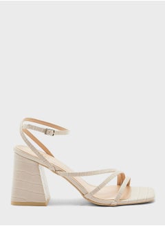 Buy Mult Strap Mid Block Heel Sandal in UAE