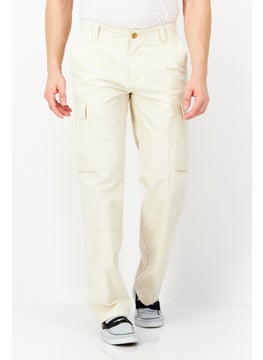 اشتري Men Regular Fit Solid Cargo Pants, Beige في الامارات