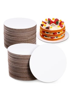 اشتري 50 Pack Round Cake Boards Circle Cardboard Base Boards Grease Proof Cardboard Disposable for Baking Cake Pizza (8 Inch) في السعودية