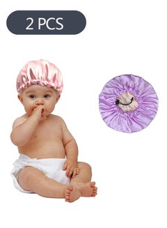 Buy 2-Piece Kids Satin Bonnet Night Sleep Caps, Adjustable Sleeping Hat, Soft Silk Flower Night Hats for Toddler Baby in Saudi Arabia