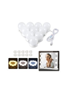 Buy Vanity Mirror Lights, Hollywood Mirror Lights, Dressing Table Mirror Lights ​USB Cable with 10 Dimmable Bulbs Led 3 Color Modes in Egypt
