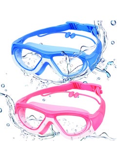Buy Kids Swim Goggles Upgraded Design Wide View Anit-Fog with Ea Plug No Leak Water Pool Goggle Anti-Fog Waterproof for 3-12 2PCS in Saudi Arabia