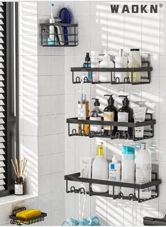 Buy 5-Pack Bathroom organizer bathroom shelf, No Drilling Rustproof Self-Adhesive Shower Shelves for Bathroom Storage, Toilet Bathroom Storage Rack Soap Kitchen Storage Rack Black in Saudi Arabia