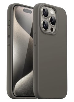 Buy Compatible with iPhone 15 Pro Case 6.1 Inch Slim Liquid Silicone 4 Layers Soft Gel Rubber Shockproof Protective Phone Case with Anti Scratch Microfiber Lining (Titainum grey) in Egypt