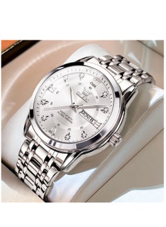 Buy Watches for Men Stainless Steel Quartz Analog Water Resistant Watch Silver 5513 in Saudi Arabia