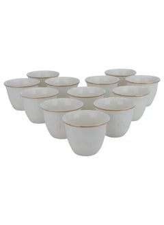 Buy White coffee cups with leaf pattern and gold line 12 pieces in Saudi Arabia