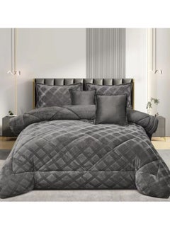 Buy Royal Comforter Set Luxury Winter Bed Cover Double 6 Piece System Two Sided Fur And Soft Velvet 230x250cm in Saudi Arabia