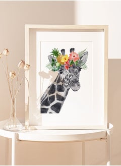 اشتري Giraffe with Flowers Safari Nursery Wall Art Poster with Frame 30x40cm في الامارات