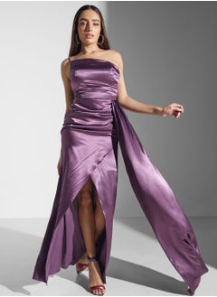 Buy Ruched Dress With Slit in Saudi Arabia