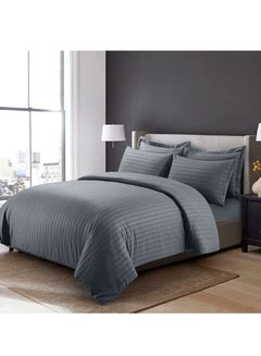 Buy 6-Piece Luxury King Size Cotton Bedsheet - Quilt Cover Set | 1 Fitted King size Sheet + 1 Quilt Cover + 4 Pillow Cases in UAE